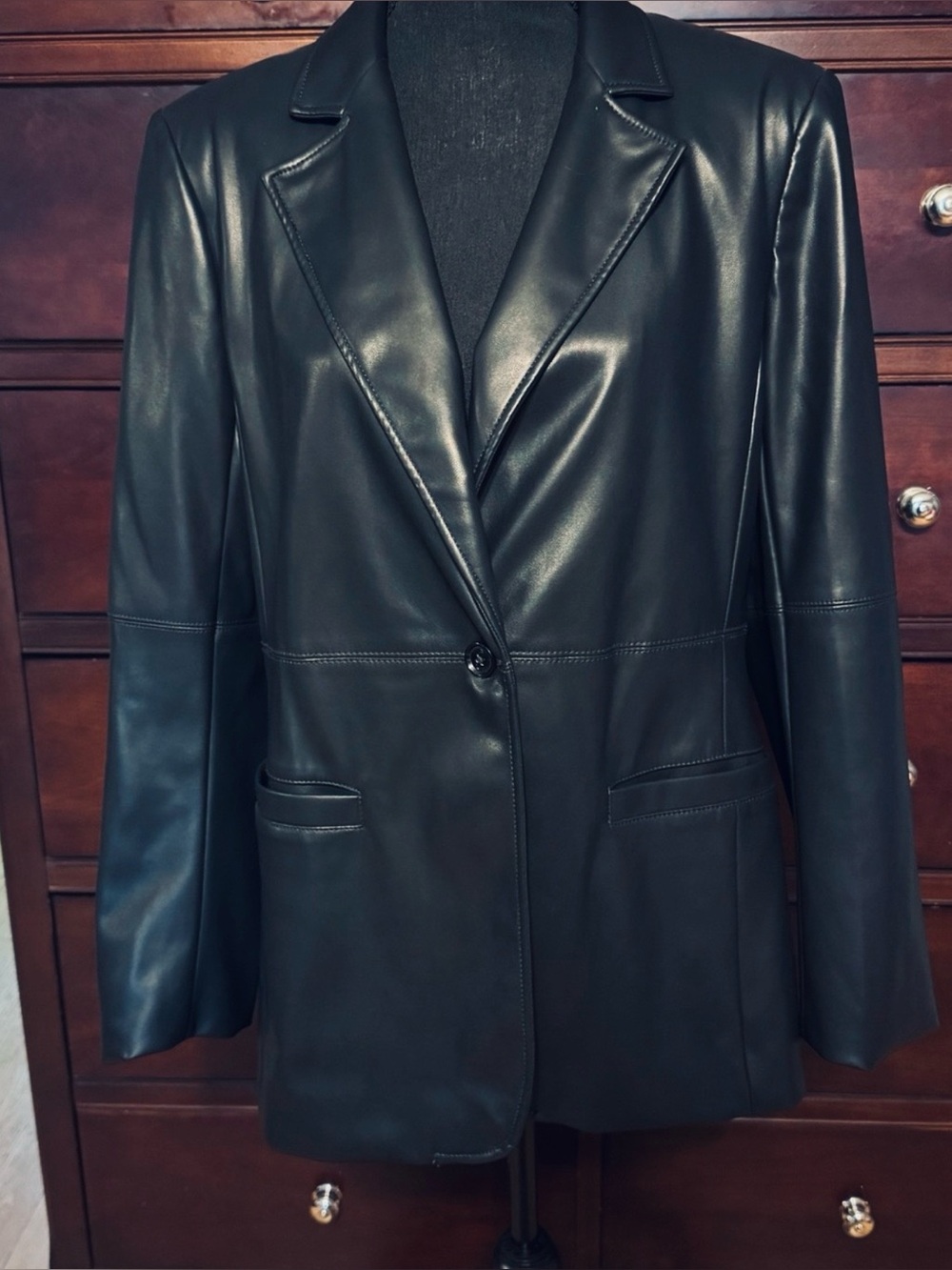 NWT Banana Republic black vegan leather jacket size 14